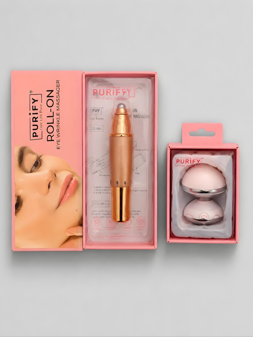 Purify Roll-On Eye Wrinkle Massager and Magnetic Face Massager